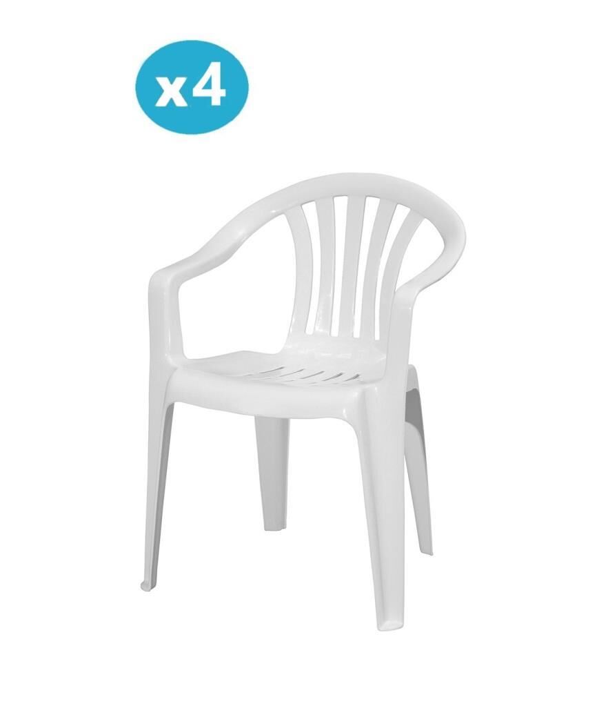 Omnipazar MT-GF101 Carrera Plastik Bahçe Balkon Koltuk Sandalye 4'lü Set Beyaz