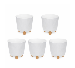 ELF-452 Derin Nostalji Ayaklı Saksı Takımı 9 Lt Beyaz 5 Adet