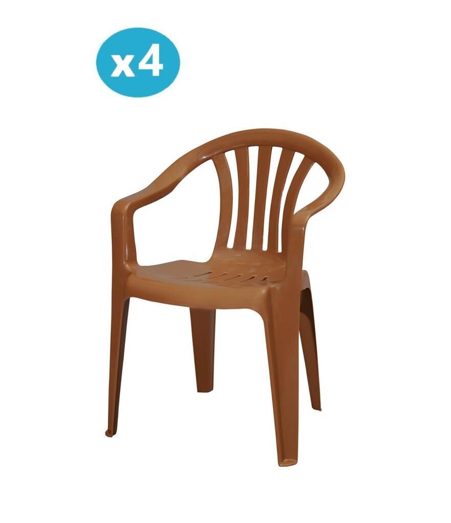Omnipazar MT-GF101 Carrera Plastik Bahçe Balkon Koltuk Sandalye 4'lü Set Kahverengi