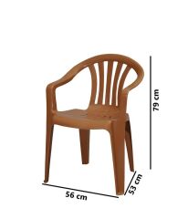 Omnipazar MT-GF101 Carrera Plastik Bahçe Balkon Koltuk Sandalye 4'lü Set Kahverengi