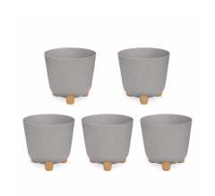 ELF-452 Dekoratif Derin Nostalji Ayaklı Saksı Takımı 9 Lt Taş Gri 5 Adet