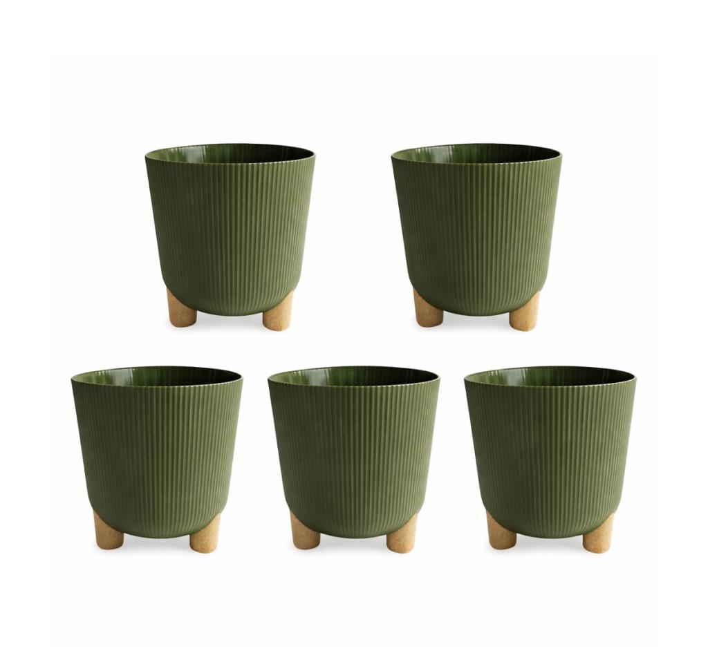 ELF-452 Derin Nostalji Ayaklı Saksı Takımı 9 Litre Yeşil 5 Adet