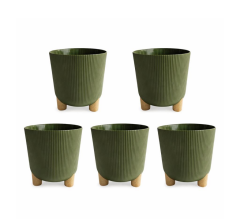 ELF-452 Derin Nostalji Ayaklı Saksı Takımı 9 Litre Yeşil 5 Adet