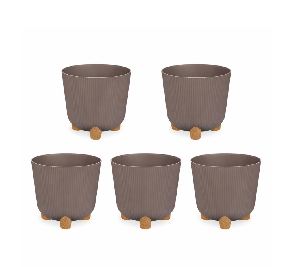 ELF-452 Dekoratif Derin Nostalji Ayaklı Saksı Takımı 9 Lt Vizon 5 Adet