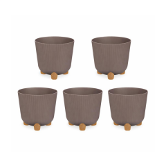 ELF-452 Dekoratif Derin Nostalji Ayaklı Saksı Takımı 9 Lt Vizon 5 Adet