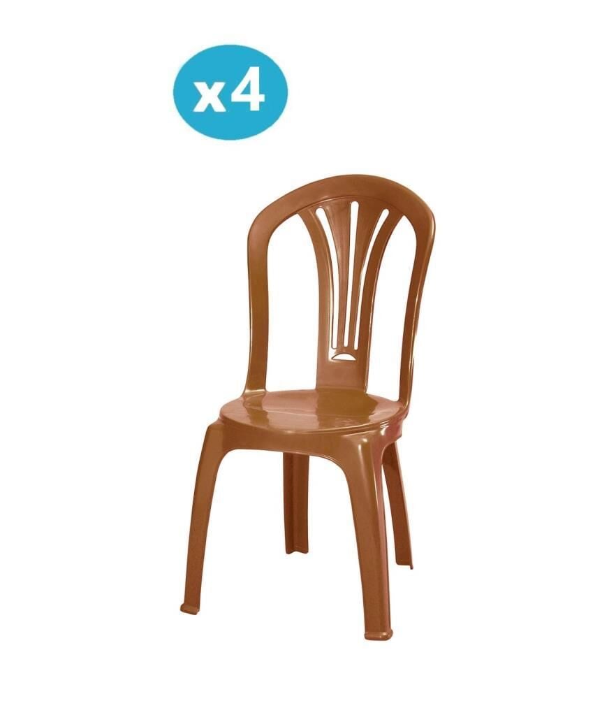 Omnipazar MT-GF193 Foglia Plastik Bahçe Balkon Sandalye 4'lü Set Kahverengi
