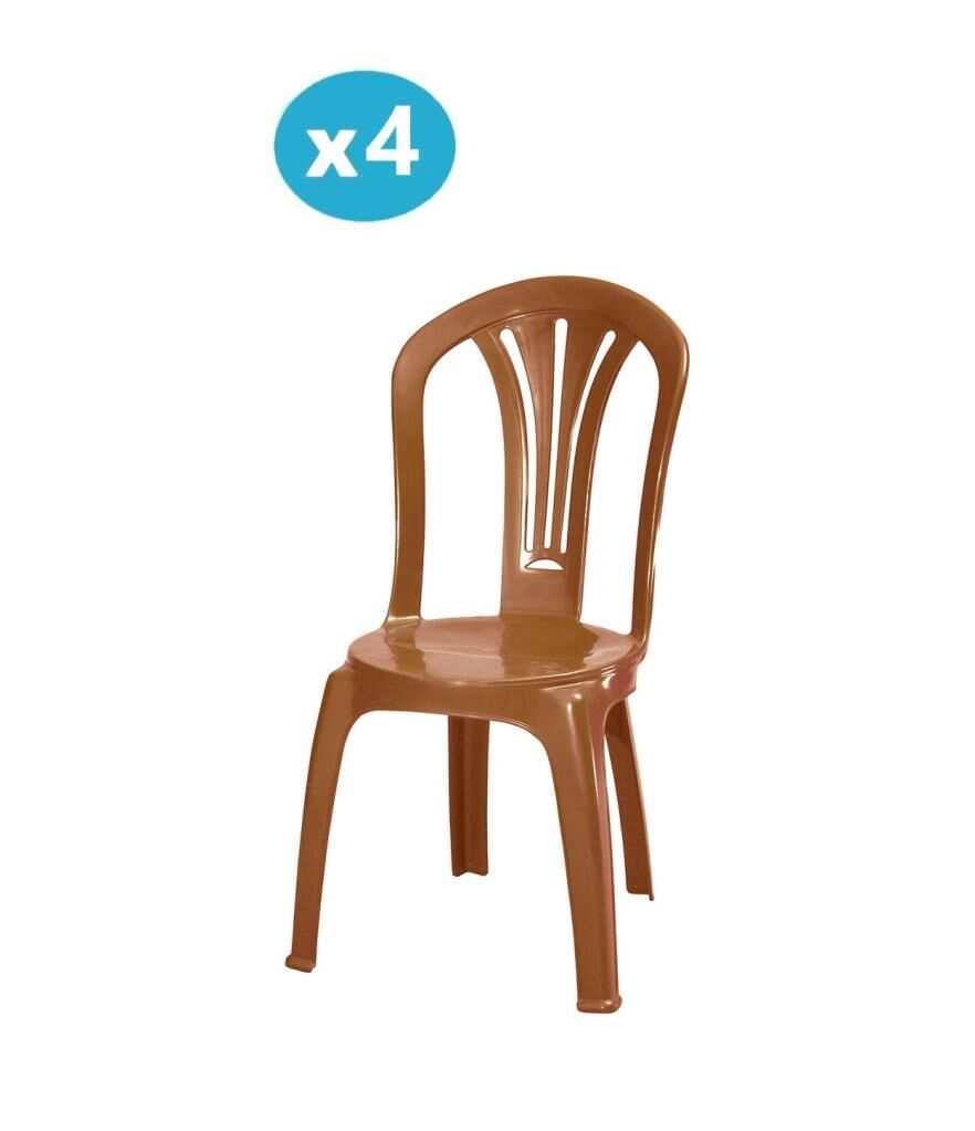 Omnipazar MT-GF193 Foglia Plastik Bahçe Balkon Sandalye 4'lü Set Kahverengi