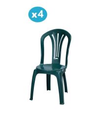 Omnipazar MT-GF193 Foglia Plastik Bahçe Balkon Sandalye 4'lü Set YEŞİL
