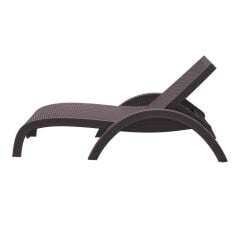 Omnipazar TRK-860 Siesta Fiji Bej Minderli Rattan Desenli Ayarlanabilir Lüks Şezlong