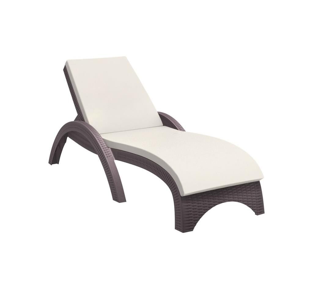 Omnipazar TRK-860 Siesta Fiji Bej Minderli Rattan Desenli Ayarlanabilir Lüks Şezlong Kahverengi