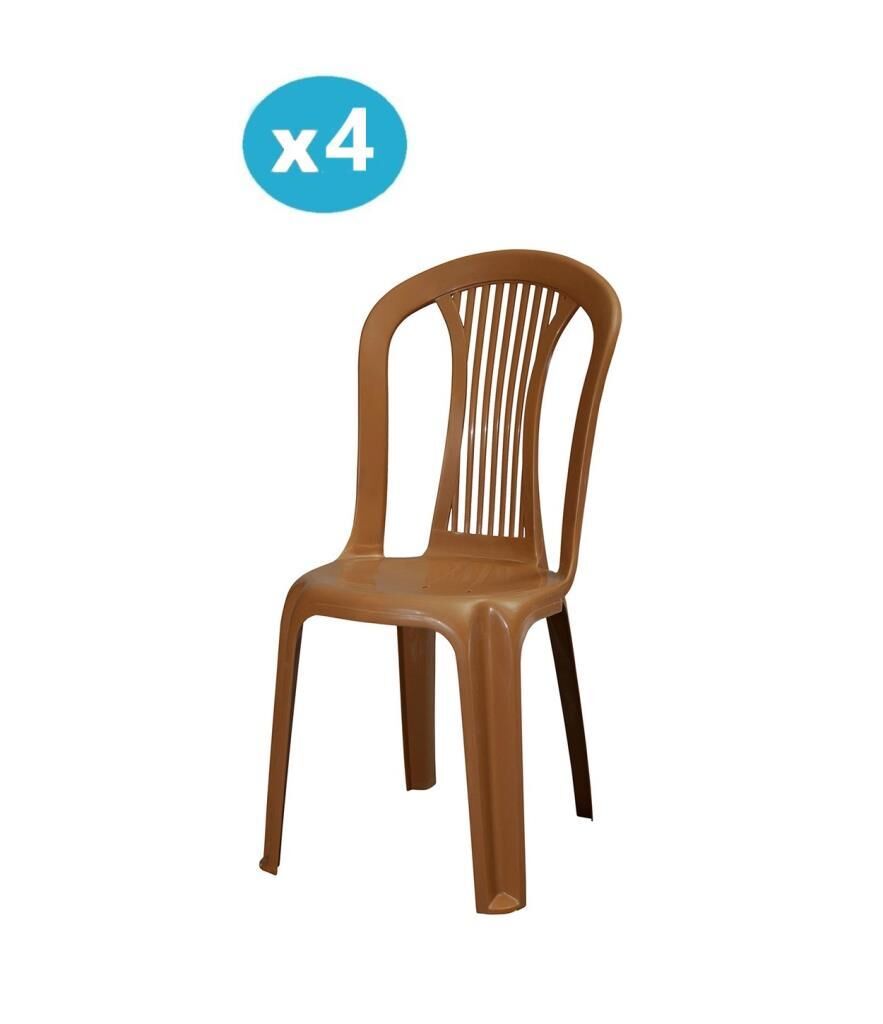 Omnipazar MT-GF187 Agosto Plastik Bahçe Balkon Sandalye 4'lü Set Kahverengi