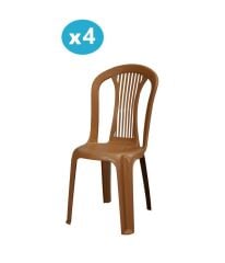 Omnipazar MT-GF187 Agosto Plastik Bahçe Balkon Sandalye 4'lü Set Kahverengi