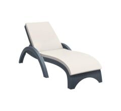 Omnipazar TRK-860 Siesta Fiji Bej Minderli Rattan Desenli Ayarlanabilir Lüks Şezlong Koyu Gri