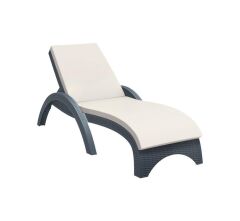 Omnipazar TRK-860 Siesta Fiji Bej Minderli Rattan Desenli Ayarlanabilir Lüks Şezlong Koyu Gri