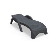 Omnipazar TRK-860 Siesta Fiji Bej Minderli Rattan Desenli Ayarlanabilir Lüks Şezlong Koyu Gri
