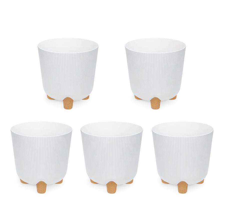 ELF-453 Dekoratif Derin Nostalji Ayaklı Saksı Takımı 16 Lt Beyaz 5 Adet