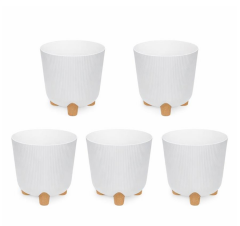 ELF-453 Dekoratif Derin Nostalji Ayaklı Saksı Takımı 16 Lt Beyaz 5 Adet