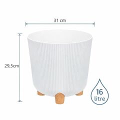 ELF-453 Dekoratif Derin Nostalji Ayaklı Saksı Takımı 16 Lt Beyaz 5 Adet