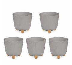 ELF-453 Dekoratif Derin Nostalji Ayaklı Saksı Takımı 16 Lt Taş Gri 5 Adet