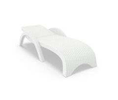 Omnipazar TRK-860 Siesta Fiji Bej Minderli Rattan Desenli Ayarlanabilir Lüks Şezlong Beyaz 2'li Set