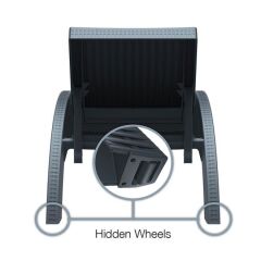 Omnipazar TRK-860 Siesta Fiji Bej Minderli Rattan Desenli Ayarlanabilir Lüks Şezlong Beyaz 2'li Set