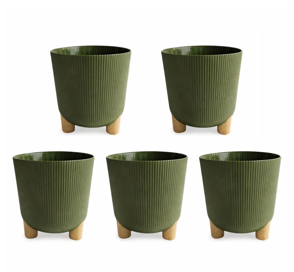 ELF-453 Dekoratif Derin Nostalji Ayaklı Saksı Takımı 16 Lt Yeşil 5 Adet