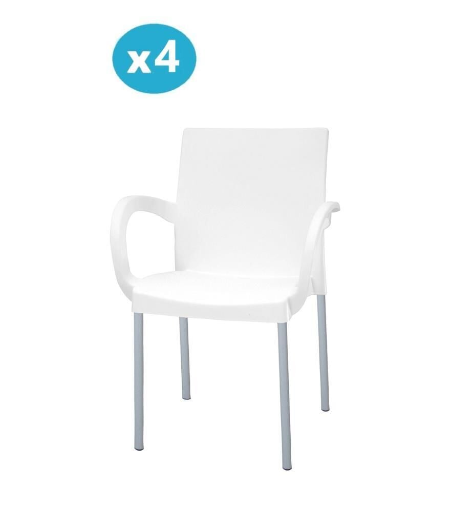 Omnipazar MT-CF880 Mare Plastik Bahçe Balkon Koltuk Sandalye 4'lü Set Beyaz