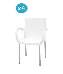 Omnipazar MT-CF880 Mare Plastik Bahçe Balkon Koltuk Sandalye 4'lü Set Beyaz