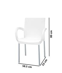 Omnipazar MT-CF880 Mare Plastik Bahçe Balkon Koltuk Sandalye 4'lü Set Beyaz