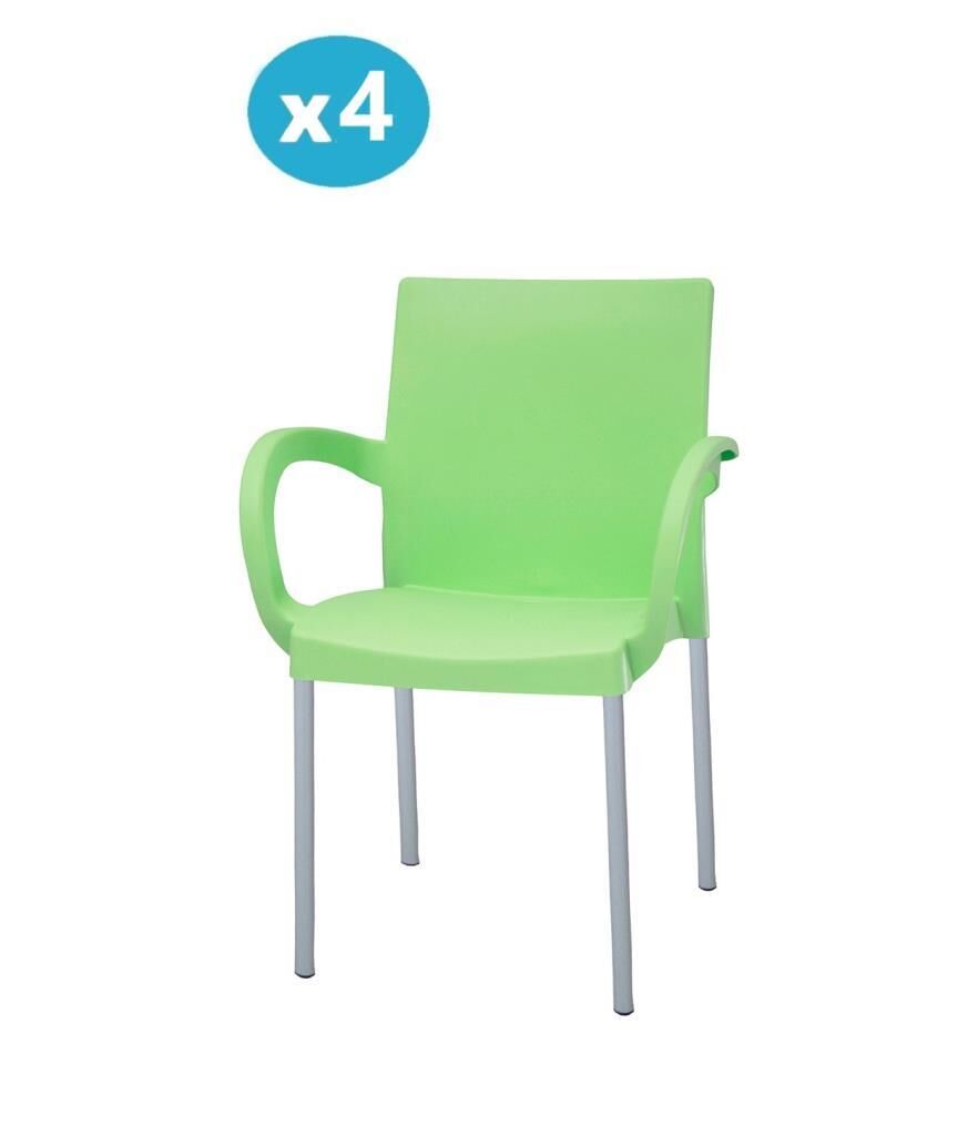 Omnipazar MT-CF880 Mare Plastik Bahçe Balkon Koltuk Sandalye 4'lü Set YEŞİL