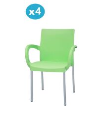 Omnipazar MT-CF880 Mare Plastik Bahçe Balkon Koltuk Sandalye 4'lü Set YEŞİL