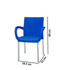 Omnipazar MT-CF880 Mare Plastik Bahçe Balkon Koltuk Sandalye 4'lü Set Mavi