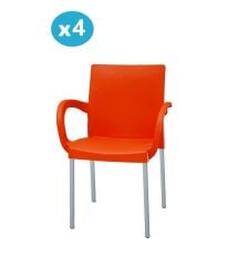 Omnipazar MT-CF880 Mare Plastik Bahçe Balkon Koltuk Sandalye 4'lü Set Turuncu