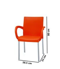 Omnipazar MT-CF880 Mare Plastik Bahçe Balkon Koltuk Sandalye 4'lü Set Turuncu