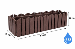 Omnipazar OZN-616 Efes Askılı Balkon Saksı Takımı 9 Litre No:2 Kahverengi