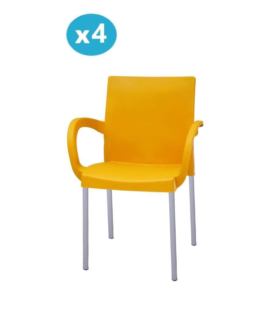 Omnipazar MT-CF880 Mare Plastik Bahçe Balkon Koltuk Sandalye 4'lü Set Sarı