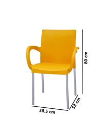 Omnipazar MT-CF880 Mare Plastik Bahçe Balkon Koltuk Sandalye 4'lü Set Sarı
