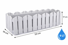 Omnipazar OZN-616 Efes Askılı Balkon Saksı Takımı 9 Litre No:2 Gri