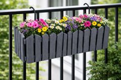 OZN-616 Efes Askılı Balkon Saksı Takımı 9 Lt No:2 Antrasit 4 Adet