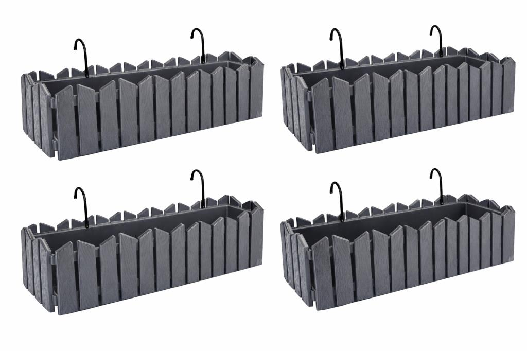 OZN-616 Efes Askılı Balkon Saksı Takımı 9 Lt No:2 Antrasit 4 Adet