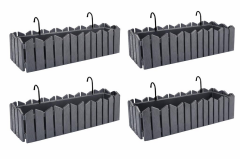 OZN-616 Efes Askılı Balkon Saksı Takımı 9 Lt No:2 Antrasit 4 Adet