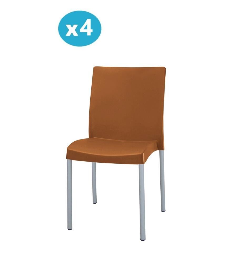 Omnipazar MT-CF875 Vortice Plastik Bahçe Balkon Sandalye 4'lü Set Kahverengi