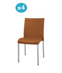 Omnipazar MT-CF875 Vortice Plastik Bahçe Balkon Sandalye 4'lü Set Kahverengi