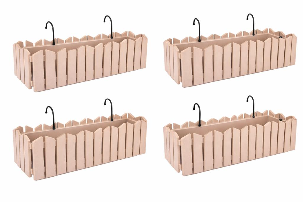 OZN-616 Efes Askılı Balkon Saksı Takımı 9 Litre No:2 Bej 4 Adet