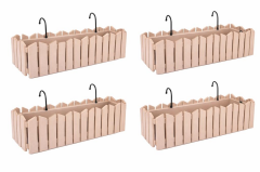 OZN-616 Efes Askılı Balkon Saksı Takımı 9 Litre No:2 Bej 4 Adet