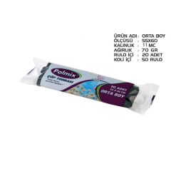 Omnipazar Polmix Standart Orta Boy Çöp Torbası 55x60 cm 50 Rulo Siyah