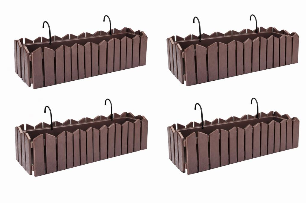 OZN-616 Efes Askılı Balkon Saksı Takımı 9 Lt No: 2 Kahverengi 4 Adet