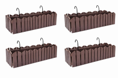 OZN-616 Efes Askılı Balkon Saksı Takımı 9 Lt No: 2 Kahverengi 4 Adet