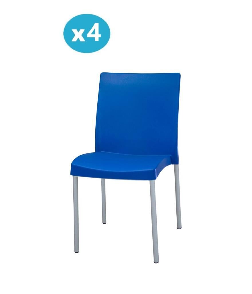 Omnipazar MT-CF875 Vortice Plastik Bahçe Balkon Sandalye 4'lü Set Mavi