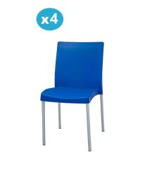 Omnipazar MT-CF875 Vortice Plastik Bahçe Balkon Sandalye 4'lü Set Mavi